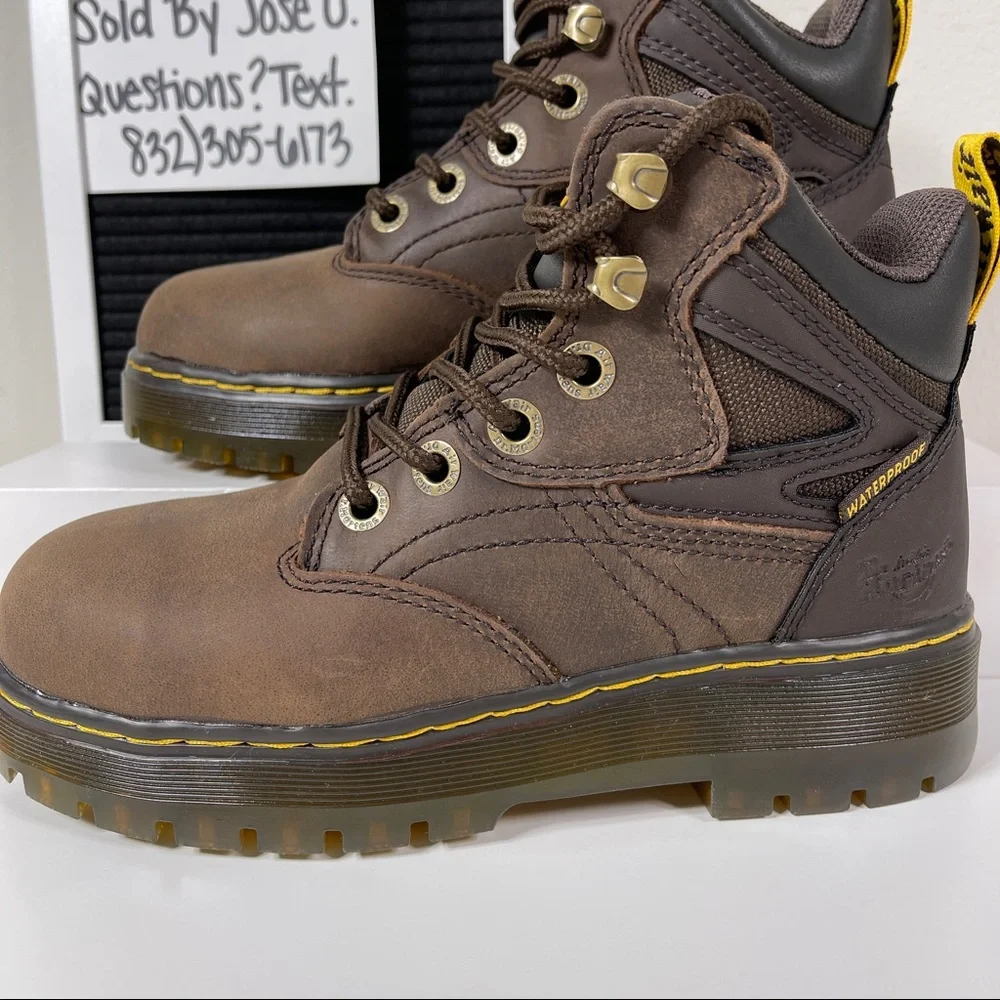 DR DOC MARTENS PLENUM WATERPROOF STEEL TOE WORK BOOTS WOMENS SIZE 5 LEATHER HIKE - Picture 7 of 10
